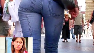 Chicks Jeans Hot college girl in tight butt jeans
