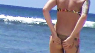 Tiny Bikini Well shaped babes in tiny bikini thongs