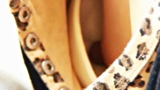 Downblouse Lonely gal is sitting flashing downblouse